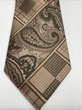 VINTAGE Stacy Adams Paisley & Plaid Handmade Tie